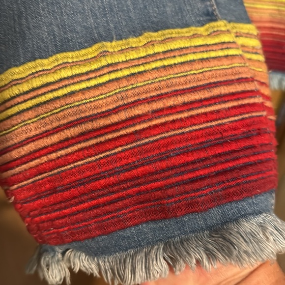 Lucky & blessed Distressed Jeans with Colorful embroidered hem plus size 24 - Picture 6 of 8